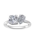 thumbnail image 1 of 1,00 Carat Excellent Asscher & Pear Cut Natural Diamond Beautiful Two Stone Ring for Girls Solid 18K White Gold Size 11.5, 1 of 8