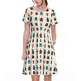 thumbnail image 1 of Bixox Women's Short Sleeve Summer Dress Loose Swing Knee Length Dresses with Pockets-Cartoon Insects, 1 of 7