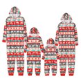 thumbnail image 1 of Kmbangi Parent-child Red Elk Printed Pattern Long Sleeve Hooded Jumpsuit, 1 of 9
