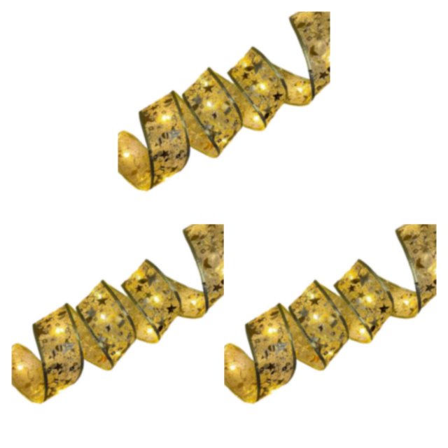 Ruiboury Sparkling Brilliant Lighting For Christmas Decoration Different White/Gold Ribbon 5m+50 lights 3Set