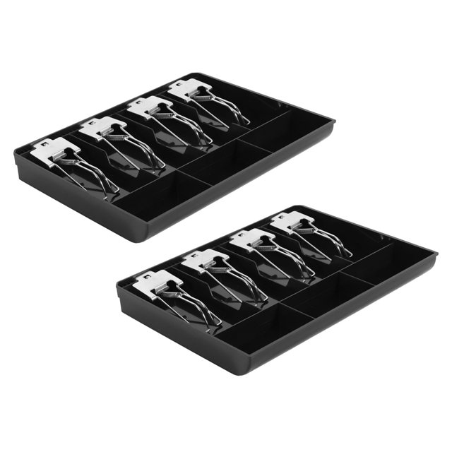 2X Étui Rigide à Pince Boîte de Caisse Enregistreuse Nouvelle Classification Magasin Caissier Tiroir à Monnaie Boîte Tiroir à Monnaie Plateau Compteur d'Argent Étui,2*Sept Cases Boîte de Supermarché à Monnaie,Noir