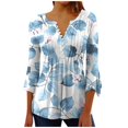 thumbnail image 2 of Blouses pour Femmes, T-shirt Imprimé Mode Manches 3/4 Blouse Col en V Hauts Décontractés, 2 of 5