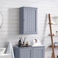 thumbnail image 2 of Yaheetech Armoire de Rangement Murale à 3 Niveaux avec Porte Simple Cuisine/salon, Gris, 2 of 8