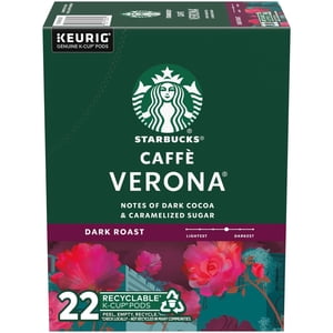 Starbucks Keurig Caffe Pochettes de café Verona Roast foncé - 22 K-Cups - Boîte de 2