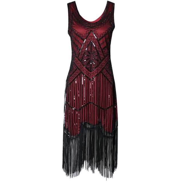 Pisexur Robe à Paillettes pour Femme Robe Charleston des Années 1920 Manches Courtes Paillettes Inspirée des Paillettes à Franges Robe de Fête Cocktail Robes de Soirée Robe d'Invitée de Mariage