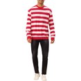 thumbnail image 2 of INSPIRE CHIC Chandails en Molleton pour Hommes Rayures Contrastées Col Rond Manches Longues Coupe Régulière Chandail Chandail en Molleton L Rouge Blanc, 2 of 6