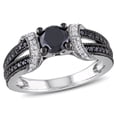 thumbnail image 1 of Asteria 1 Carat T.W. Black and White Diamond Sterling Silver Loop Style Engagement Ring, 1 of 4