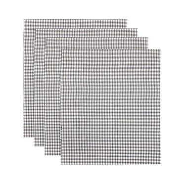 yulier 4 Pcs Tapis en Maille pour Gril BBQ Outil de Barbecue Accessoires de Gril Antiadhésif Rectangulaire Tapis en Maille Métallique pour Gril, 13"x15.7 Pouces, Noir