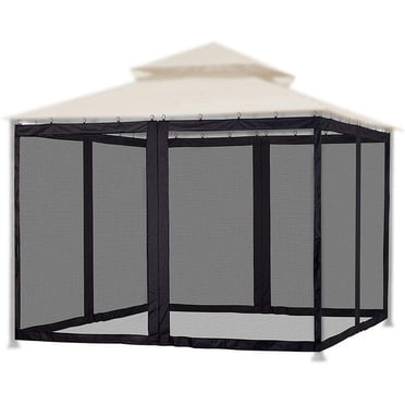 Graflsoa Outdoor Mosquito Net Canopy for Patio, Garden, and Camping - 360x360cm (12x12ft) Black 4-Door Insect-Proof Mesh Tent