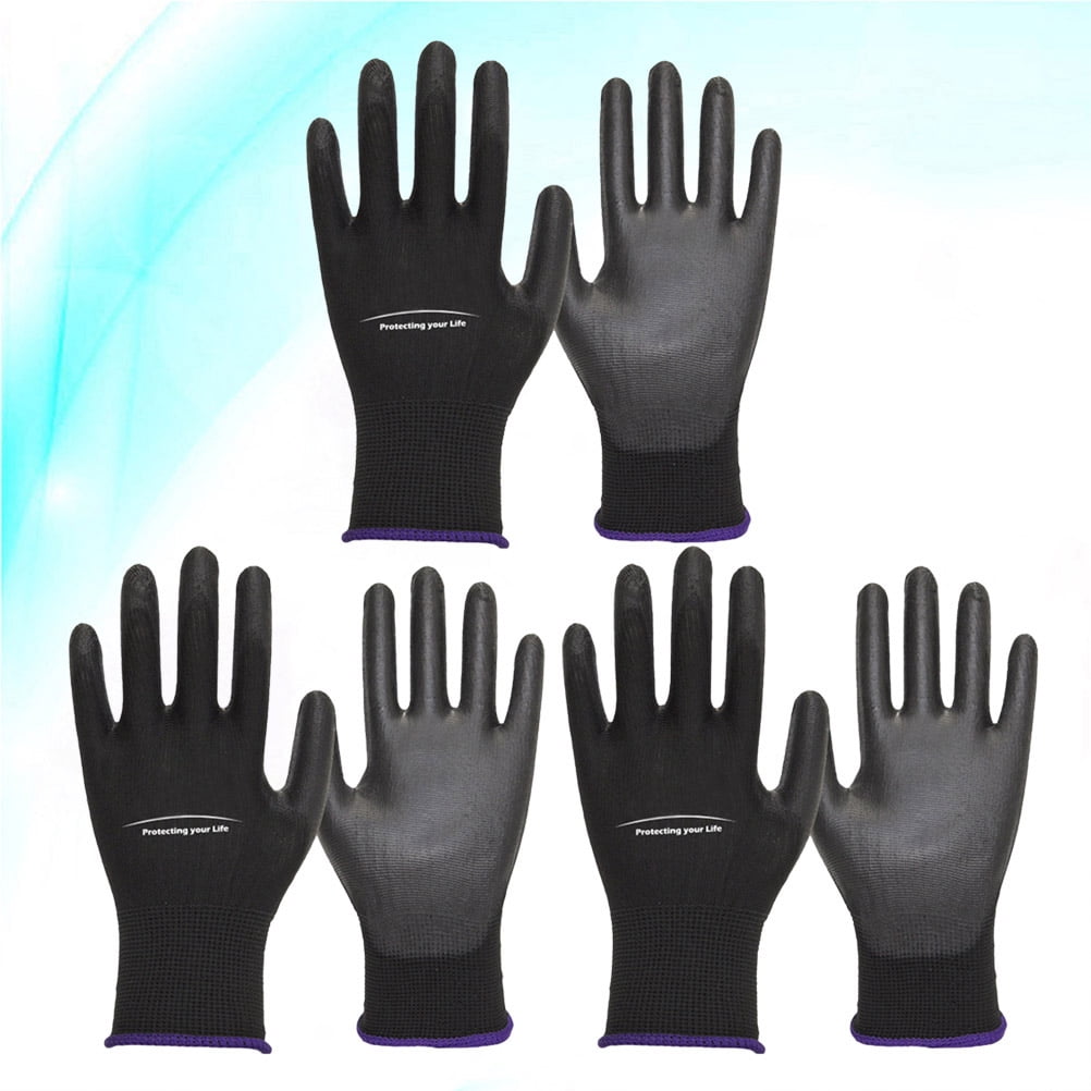 UPGRATOR 3Pairs Multipurpose Work Gloves Black Waterproof with Comfort and Dexterity for Assembly and Auto Repair