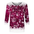 thumbnail image 4 of Pisexur Chandails de Noël pour Femmes Chandails à Manches 3/4 pour Femmes Chandails à Col Rond Graphiques Amusants Chandails à Capuchon Décontractés pour les Fêtes de Noël Confort Amples Mode d'Automne Chandails à Enfiler, 4 of 4