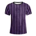 thumbnail image 4 of GDREDA T-Shirt Graphique à Manches Courtes Rayé pour Garçons, Coloré, Confortable et Décontracté, pour Enfants, Violet, 130, 4 of 4