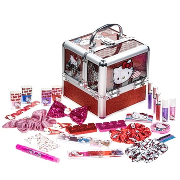 Hello Kitty Ensemble de Maquillage pour Enfants dans Étui Train pour Filles de 3 Ans et Plus avec Vernis à Ongles et Plus par Townley Girl