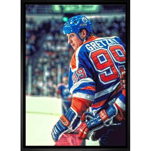 Frameworth Wayne Gretzky 20x29 Framed Canvas Oilers On Bench