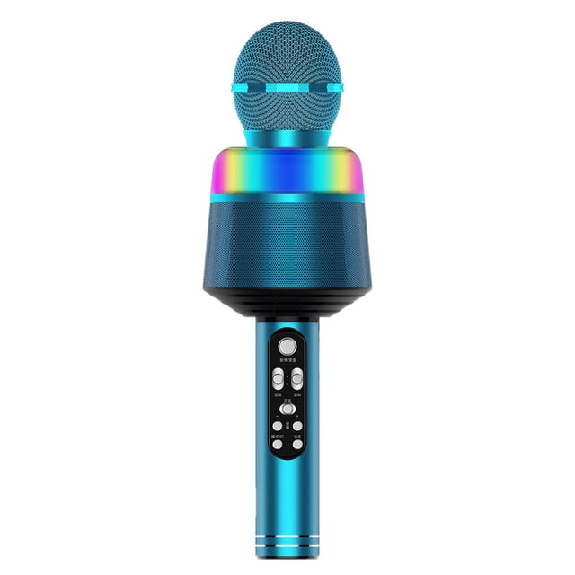 fastboy Microphone Sans Fil Haut-Parleur Dynamique Lecteur KTV à Réverbération en Bleu, Doté d'Un Boîtier ABS durable avec Lumières LED et Multiples Prises pour un Usage Polyvalent. le Microphone Comprend une Réduction du Bruit, des Réglages d'Amplis, d'Alto et de Basses Ajustables, et des Boutons Faciles à Utiliser avec des Indices Étiquetés. Il Mesure Environ 28x8.8x8.6cm et Offre 6-8 Heures d'Écoute avec une Batterie rechargeable de 1200mAh. Idéal pour les Amateurs de Karaoké et de Musique.