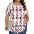 thumbnail image 2 of Pisexur Hauts de Printemps pour Femmes Blouses pour Femmes Décontractées Mode Féminine Imprimé Col Rond Manches Courtes Plissé Ample Multicolore,3TG, 2 of 7