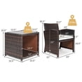 thumbnail image 2 of Gymax Ensemble de Conversation pour Patio en Rotin 3 Pcs Cour Extérieur avec Coussins Blancs, 2 of 9