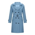 thumbnail image 3 of Soki Women's Long Double-Breasted Trench Coat Fall Winter Jacket with Belt, 3 of 5