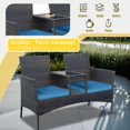 thumbnail image 4 of TOYTEXX Patio Loveseat Set, 2-Seat Outdoor Rattan Bench with Storage Compartment, Cushions Included, Weather-Resistant PE Rattan & Steel Frame, Blue, 4 of 6
