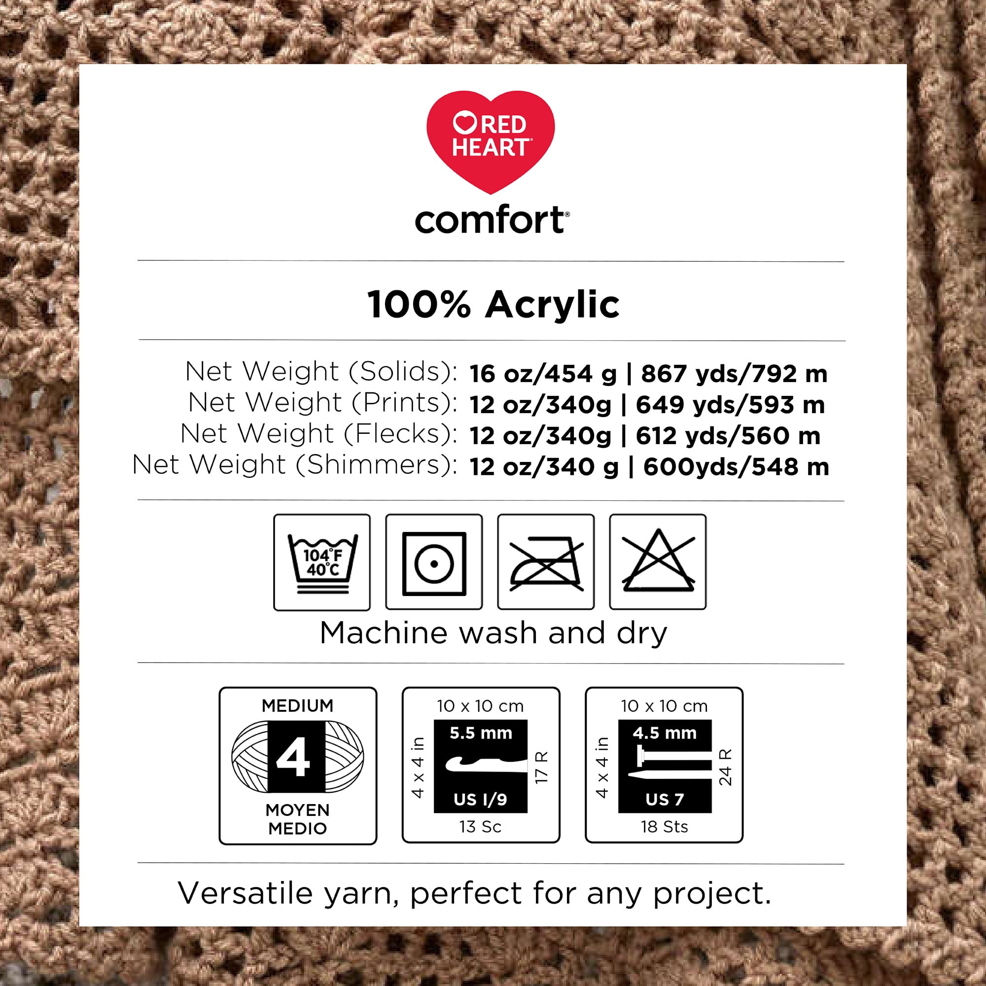 Red Heart® Fil Comfort®, Solide, Acrylique #4 Moyen, 16oz/454g