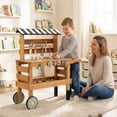 thumbnail image 4 of Gymax 2-in-1 Wooden Kids Cart & Tool Bench Play Workbench w/Realistic Tools Top Canopy, 4 of 10