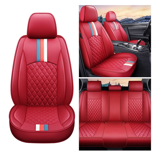 Maidao Car Seat Covers Leather Set for toyota for Matrix 2003-2008 5 Seats Airbag Compatible Water Resistant Front Rear Cushion Protector Red