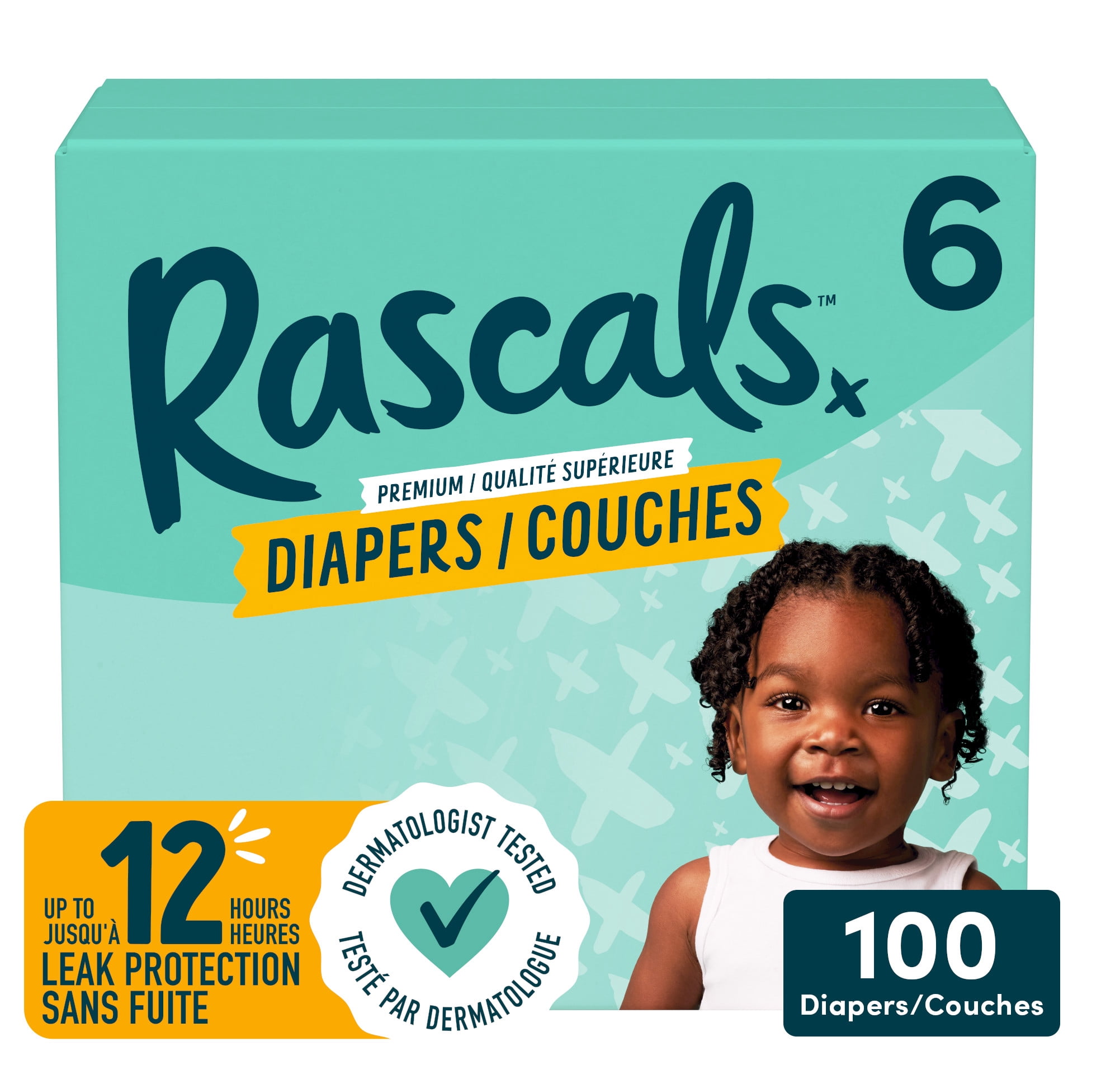 Couches Rascals Premium, Taille 6, 100 unités