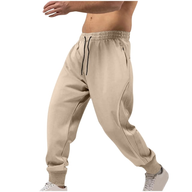 EGNMCR Men's Lightweight Pants, Cargo Pants Men, Linen Pants Men Men's Drawstring Elastic Waist And Solid Color Pocket Hoodie Binding Leg Pants Tracksuit Pants Men Polyester Pants