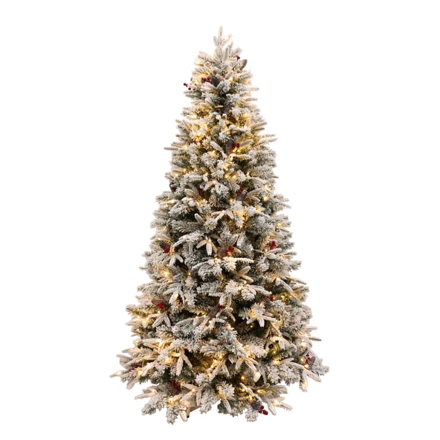 6 Foot Light Flocked Green Balsam Fir Christmas Tree Pre-lit (6ft Pre-lit)