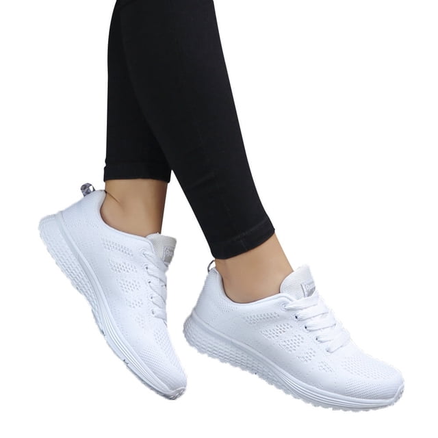 Espadrilles Habillées pour Femmes Femmes Mode en Maille Rondes à Brides Croisées Espadrilles Plates Chaussures de Course Chaussures Décontractées Femme Espadrilles pour Femmes Chaussures (Blanc, 6,5)