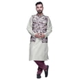 thumbnail image 1 of Atasi Kurta Churidar Uni pour Homme à Col Mandarin, Pyjama et Ensemble de Veste Nehru Imprimée, 1 of 1