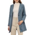 thumbnail image 1 of INSPIRE CHIC Women's Half Lapel Long Sleeves One Button Winter Mid-Length Overcoat XL Gray Blue, 1 of 5