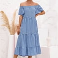 thumbnail image 2 of Fridja Womens Shoulder Neck Short Sleeve Plaid Print Flowy Dress, 2 of 8