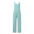 thumbnail image 4 of TrendOFT Jumpsuits For Women Casual Summer Solid Loose Pocket Spaghetti Strap Wide Leg Womens Overalls Rompers Mint Green S, 4 of 5