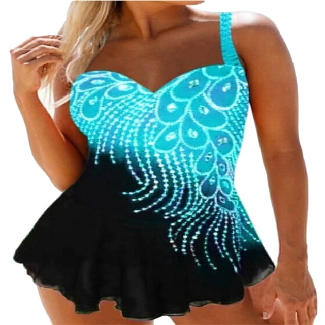 Maillots de Bain pour Femmes Deux Pièces Tankini Robe de Bain avec Short Ensemble Grande Taille