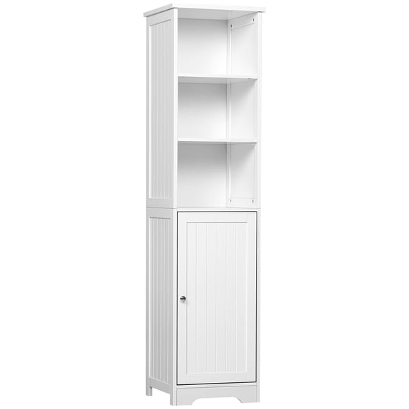 kleankin Tall Bathroom Storage Cabinet, Narrow Bathroom Cabinet, White