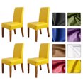 thumbnail image 1 of Stretch Solid Pu Leather Waterproof Dining Chair Cover Slipcover Removable Washable Short Dining Chair Protector Seat Solid Slipcovers for Hotel Dining 4pcs Yellow, 1 of 7