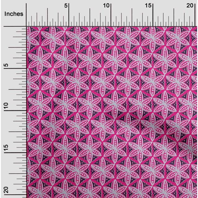 oneOone Viscose Chiffon Fabric Floral Block Printed Fabric 1 Yard 42 Inch Wide