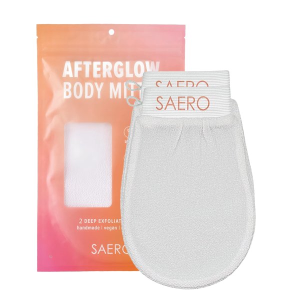 SAERO Exfoliating Glove (2pcs) - 100% Vegan Viscose Body Scrub Glove – Traditional Kessa Korean Washcloth – Ideal for Self-Tan Removal & Keratosis Pilaris Treatment