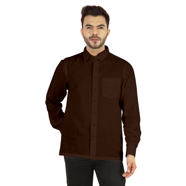 Bestman Solid Button Down Shirt For Men Long Sleeve With Patch Pocket Formal Business Wear