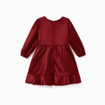 thumbnail image 3 of PatPat Tenues Assorties Rouges pour la Famille Robe en Satin Soyeux à Longues Manches Bouffantes Ou Chemise à Carreaux, 3 of 7