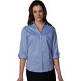 thumbnail image 1 of Ed Clothes 5045 Blouse en Popeline Extensible Ajustée à Col en V 3/4 Slv - Bleu - Très Très Petit, 1 of 1