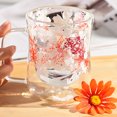 thumbnail image 3 of Tasses en Verre à Double Paroi 220/300 ml avec Poignée Isolée Tasses à Café en Verre Transparent Résistantes à la Chaleur Motif Floral Tasse à Boire pour Thé, 3 of 7