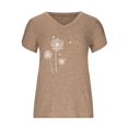 thumbnail image 4 of CHUANK Hauts pour Femmes en Solde à Moins de 10$ Hauts Décontractés Printemps Été Manches Longues en Coton Lin Imprimé Graphique Pissenlit Col Rond Blouses Vintage Grande Taille, 4 of 4
