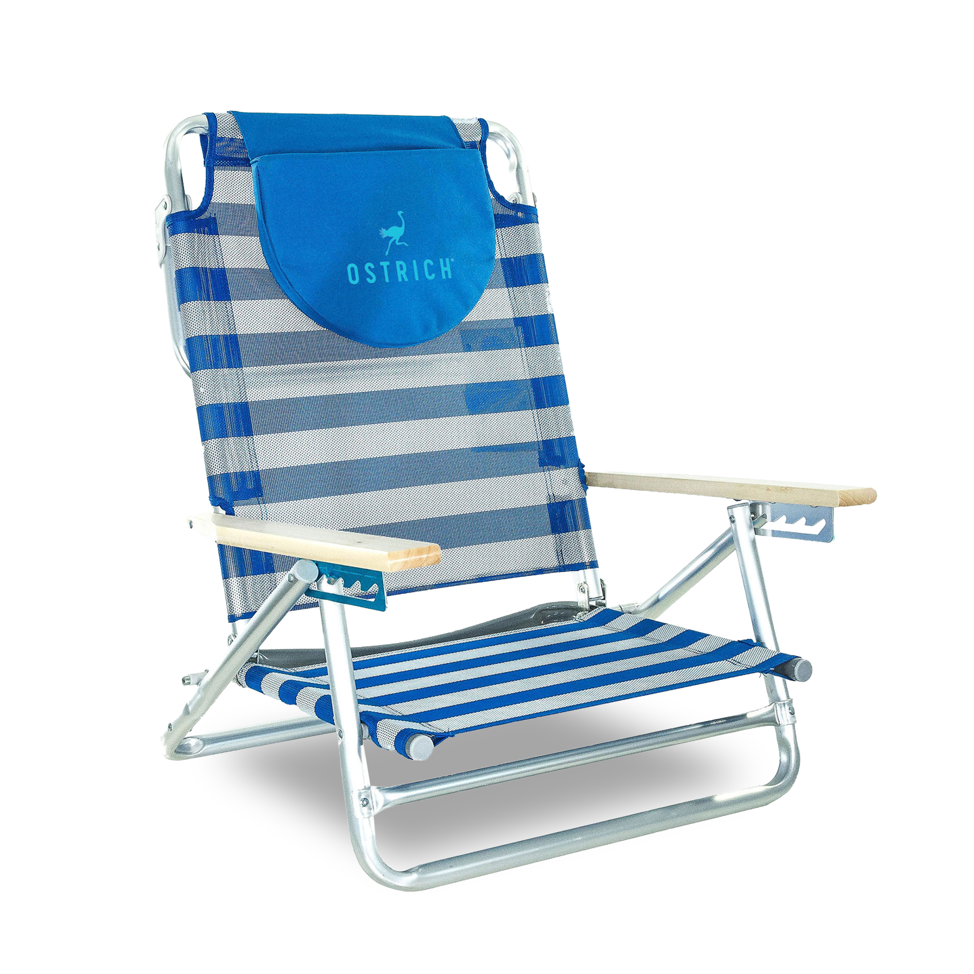 Ostrich Chaise de Plage Sud, Fauteuil Inclinable de Camping Extérieur Portable pour Piscine avec Sangle de Transport, Rayé