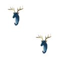 thumbnail image 1 of Ruiboury Animal Head Key Hook Sturdy And Durable Construction Adds Touch Of Whimsy Retro blue (deer) 2Set, 1 of 6