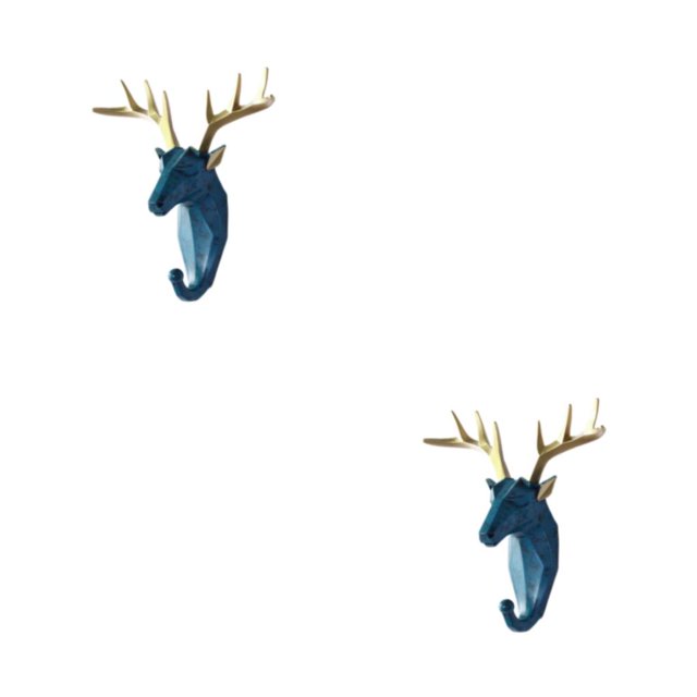 Ruiboury Animal Head Key Hook Sturdy And Durable Construction Adds Touch Of Whimsy Retro blue (deer) 2Set