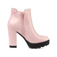 thumbnail image 3 of Unique Bargains Women's Chunky High Heel Platform Zip Chelsea Boots Pink 9.5, 3 of 7