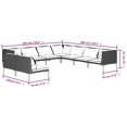 thumbnail image 4 of vidaXL 9 Piece Garden Lounge Set with Cushions Poly Rattan Dark Grey, 4 of 4