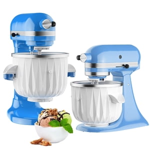 Pièce jointe de l'usine de crème glacée pour KitchenAid Mélangeurs de position, 2 Crème glacée Quart & Sorbet Gelato Maker Pièce jointe - Convient à 4,5QT et plus grand KitchenAid Mélangeurs de stand par GVODE